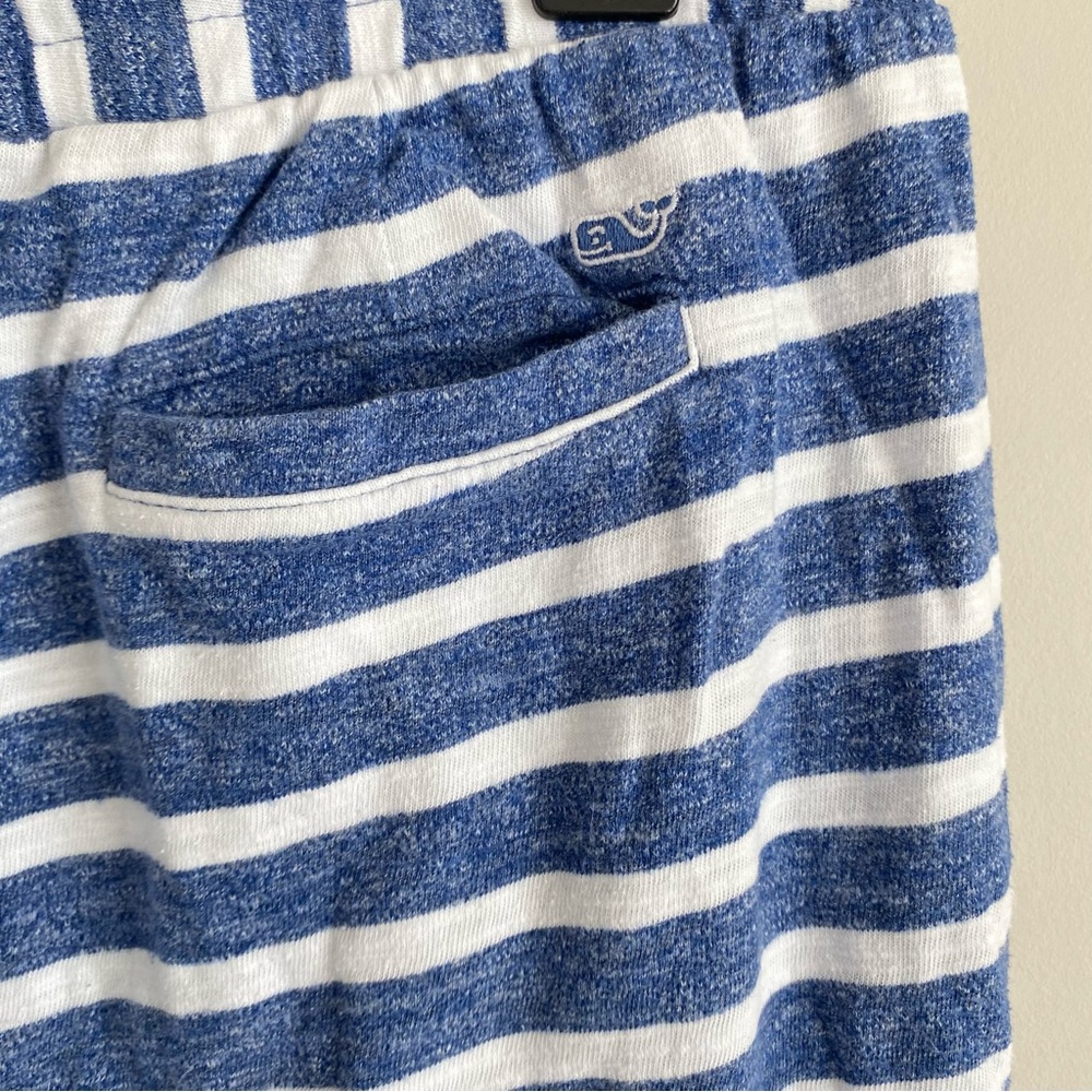 Vineyard Vines Navy Blue White Striped Knit Nautical Capri Pants Size Medium - Picture 6 of 10
